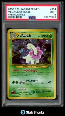 2000 POKEMON JAPANESE NEO GENESIS #154 MEGANIUM HOLO PREMIUM FILE PSA 9 - Image 1