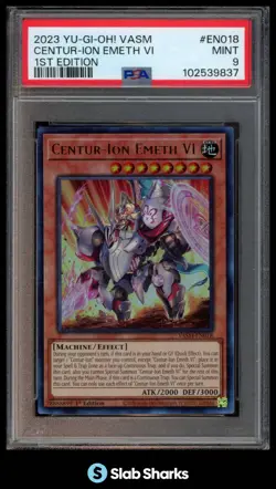 2023 YU-GI-OH! VALIANT SMASHERS ENGLISH 1ST EDITION CENTUR-ION EMETH PSA 9 - Image 1