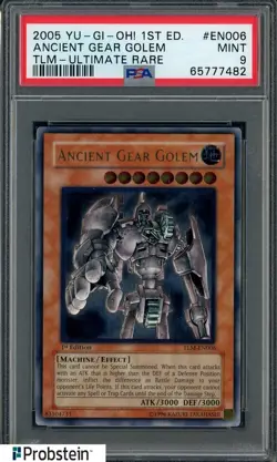 2005 Yu-Gi-Oh! 1st Ed TLM Ultimate Rare #EN006 Ancient Gear Golem PSA 9 MINT - Image 1