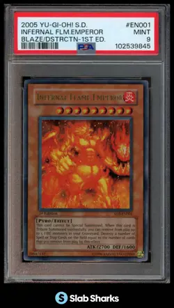 2005 YU-GI-OH STRUCTURE BLAZE OF DESTRUCTION 1ST ED INFERNAL FLAME EMPEROR PSA 9 - Image 1