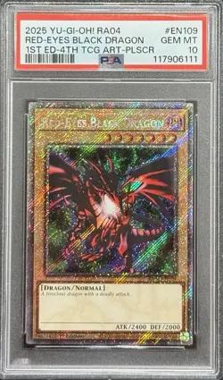 2025 PSA 10 YUGIOH RA04 BONANZA PLATINUM SECRET RARE RED EYES BLACK DRAGON 💎 - Image 1