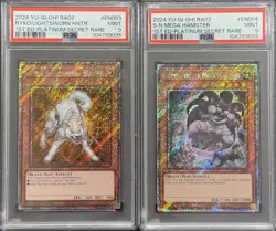 2024 PSA 9 YUGIOH RA02 PLATINUM SECRET RARE RYKO & MEGA HAMSTER SET - Image 1