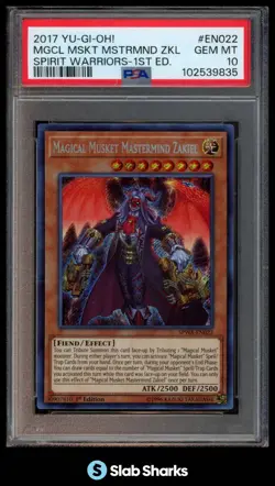 2017 YU-GI-OH! SPIRIT WARRIORS 1ST ED. MAGICAL MUSKET MASTERMIND ZAKIEL PSA 10 - Image 1
