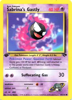 Pokemon Card - Gym Challenge 97/132 - SABRINA'S GASTLY (common) *1st Edition* NM - Image 1