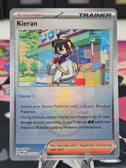 Kieran 113/131 Prismatic Evolutions Poke Ball Pattern Pokemon TCG Card NM - Image 1
