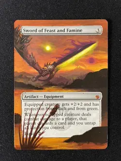 MtG Sword of Feast and Famine Mirrodin Besieged Altered Art - LP Lightly Played - Image 1