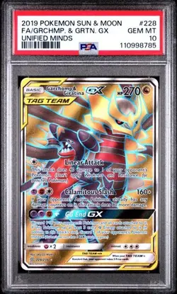 PSA 10 GARCHOMP & GIRATINA GX 228 UNIFIED MINDS SUN & MOON POKEMON - Image 1