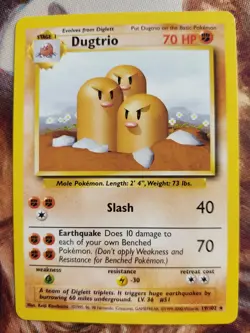 Pokemon Wizards 1999-2000 4th Print UK Base Set Unlimited Dugtrio 19/102 NM Rare - Image 1