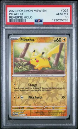 2023 Pokemon TCG Scarlet & Violet 151 Pikachu #025 Reverse Holo PSA 10 - Image 1