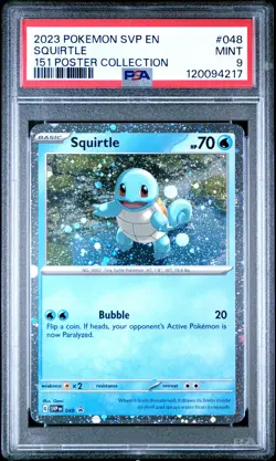 2023 POKEMON SVP EN-SV BLACK STAR PROMO 151 POSTER COLL #048 SQUIRTLE PSA 9 - Image 1
