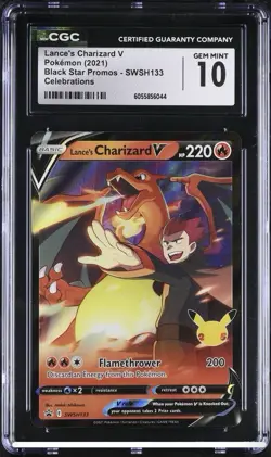 LANCE'S CHARIZARD V POKEMON CELEBRATIONS BLACK STAR PROMO #SWSH133 CGC 10 GEM MT - Image 1