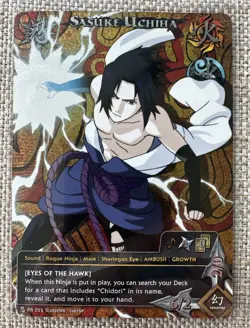 Naruto TCG CCG Sasuke Uchiha Eyes of the Hawk Foil Promo Card English Near Mint - Image 1