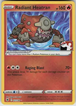 Holo Foil Radiant Heatran 027/189 Radiant Rare Prize Pack Series Cards - Image 1