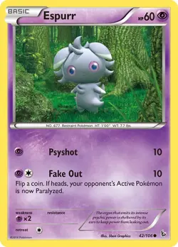Espurr 42/106 Flashfire Pokemon Card - NM - Image 1