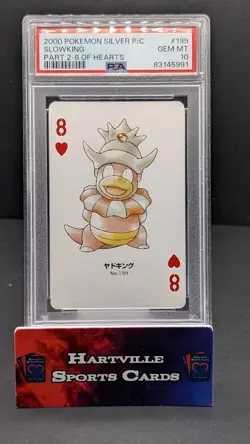 Pokemon PSA 10 GEM MINT Slowking 199 Silver Deck Poker Card 8 of Hearts - Image 1