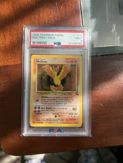 Pokemon TCG Moltres Fossil Holo Rare Card #12/62 Unlimited PSA 9 Mint! - Image 1