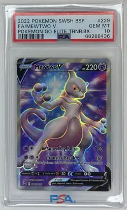 2022 Pokemon SWSH Promo - Mewtwo V Full Art EN #229 - PSA 10 FAST SHIP! - Image 1