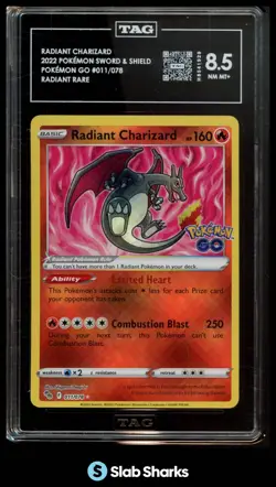 2022 POKEMON SWORD & SHIELD GO #011/078 RADIANT CHARIZARD RARE TAG 8.5 - Image 1
