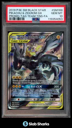 2016 POKEMON SM BLACK STAR PROMOS #SM168 PIKACHU & ZEKROM TAG TEAM PSA 10 - Image 1