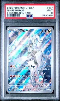 N's Reshiram 167/159 Sv09: Journey Together PSA 9 Illustration Rare Pokemon JTG - Image 1