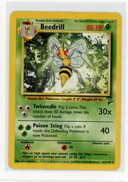Pokemon Base Set 2 #021/130 Beedrill Non-Holo Rare - Image 1