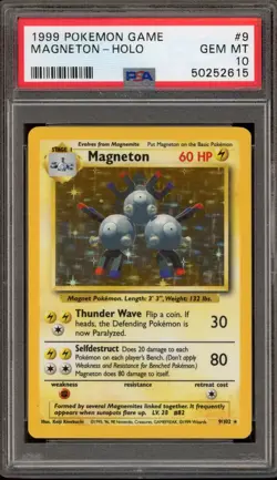 Pokemon Magneton Base Set Unlimited Holo Rare #9 PSA 10 Gem Mint - Image 1