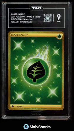 2021 POKEMON SWORD & SHIELD FUSION STRIKE #283/264 GRASS ENERGY SECRET TAG 9 - Image 1