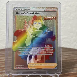 Karens Conviction 216/198 Chilling Reign NM Full Art Secret Rainbow Rare Pokemon - Image 1