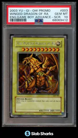 2003 YU-GI-OH! PROMO #GBI-003 THE WINGED DRAGON OF RA SECRET RARE PSA 10 - Image 1