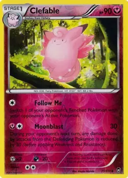 Clefable 71/111 Reverse Holo Furious Fists Pokemon Card NM - Image 1