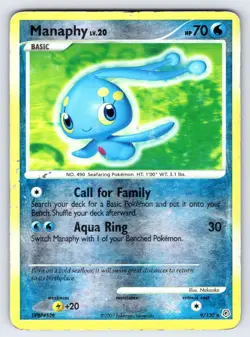Manaphy 9/130 2007 Diamond & Pearl Base Set Pokemon Card Reverse Holo Rare - Hp - Image 1