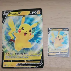 Pikachu V SWSH198 Sword & Shield Holo Promo Pokemon Card Jumbo & Small - Image 1