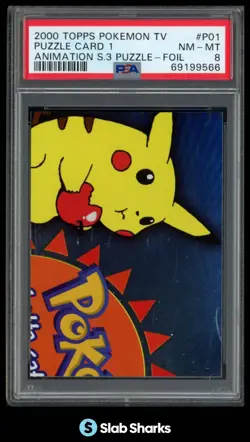 2000 TOPPS POKEMON TV ANIMATION EDITION SERIES 3 #P01 PUZZLE CARD 1 FOIL PSA 8 - Image 1
