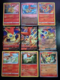 Lot of 9 Victini Pokemon Cards All NM, No Duplicates! - Image 1