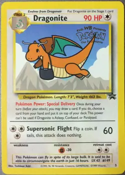 Dragonite Pokemon Kids WB The First Movie Promo Card Black Star Promo #5 - Image 1