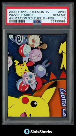 2000 TOPPS POKEMON TV ANIMATION EDITION SERIES 3 #P03 PUZZLE CARD 3 FOIL PSA 10 - Image 1