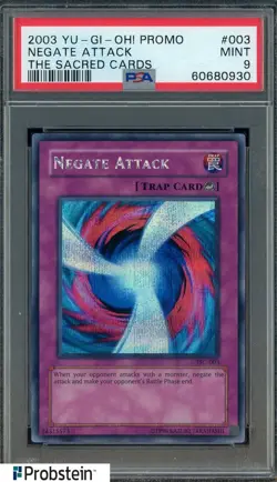 2003 YU-GI-OH! PROMO #003 NEGATE ATTACK THE SACRED CARDS PSA 9 MINT - Image 1