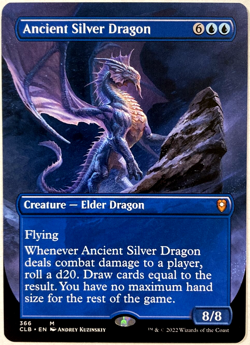 MTG Ancient Silver Dragon *BORDERLESS* Commander Legends Baldur's Gate 366 NM - Image 1