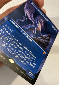 MTG Ancient Silver Dragon *BORDERLESS* Commander Legends Baldur's Gate 366 NM - Image 3