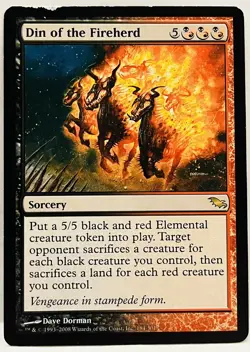 Din of the Fireherd #184- MTG- Shadowmoor SHM- Regular- HP - Image 1