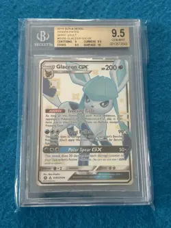 BGS 9.5 GEM MINT Pokemon HIDDEN FATES GLACEON GX FULL ART SHINY SV55/SV94 - Image 1