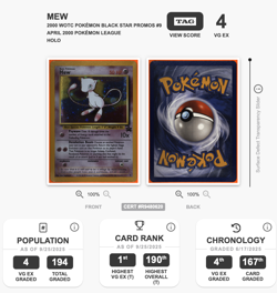 Mew 2000 WOTC Pokemon League #9 Black Star Promo-Holo TAG 4 - Image 3