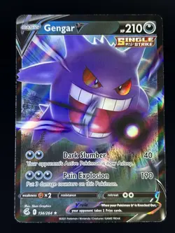 Pokemon TCG Gengar V Sword & Shield - Fusion Strike #156/264 Holo Rare - Image 1