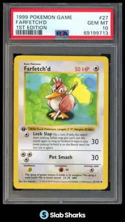 1999 POKEMON SET 1ST EDITION #27/102 FARFETCH'D PSA 10 - Image 1