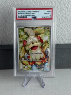 Hisuian Growlithe Illustration Rare Pokemon Twilight Masquerade PSA 8 - Image 1