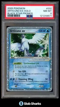 2005 POKEMON BLACK STAR PROMOS #032 ARTICUNO EX HOLO PSA 8 - Image 1