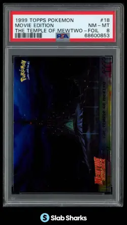 1999 TOPPS POKEMON THE FIRST MOVIE TEMPLE OF MEWTWO FOIL PSA 8 - Image 1