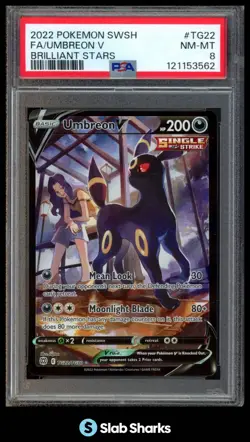 2022 POKEMON BRILLIANT STARS #TG22/TG30 UMBREON V FULL ART TRAINER GALLERY PSA 8 - Image 1
