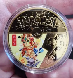 Pokemon Pikachu Gold Colored Metal Coins Pikachu Cosplay With Cases!!! 6 Coins! - Image 2