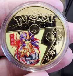 Pokemon Pikachu Gold Colored Metal Coins Pikachu Cosplay With Cases!!! 6 Coins! - Image 4